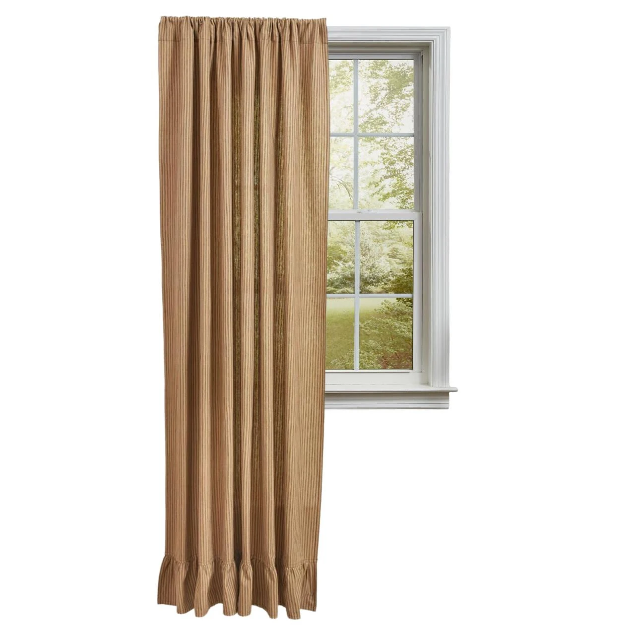 Sturbridge Black Ticking Single Panel - Ruffle 56x84 1 Sturbridge Black Ticking Single Panel - Ruffle 56x84