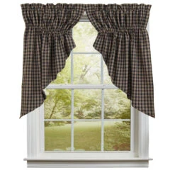 Sturbridge Navy Prairie Gathered Curtains - 72x36