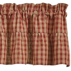 Sturbridge Wine Plaid Valance - Ruffle 72x14