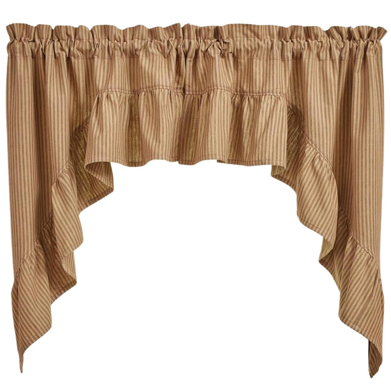 Sturbridge Wine Ticking Swags - Ruffle 72x36 2 Sturbridge Wine Ticking Swags - Ruffle 72x36 - Image 2