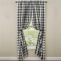 Wicklow Check Black & Cream Panels - 72x84 -Park Designs Shop Wicklow Check Black Cream Panels 72x84 762242000247 image5 52874.1689059862