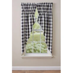 Wicklow Check Black & Cream Prairie Gathered Curtains - 72x63 -Park Designs Shop Wicklow Check Black Cream Prairie Gathered Curtains 72x63 762242995222 image3 65645.1689059954