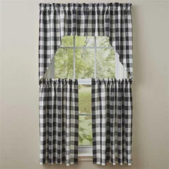 Wicklow Check Black & Cream Swags - 72x36 -Park Designs Shop Wicklow Check Black Cream Swags 72x36 762242000285 image3 34331.1689059913
