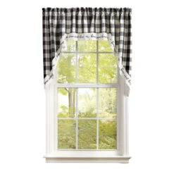 Wicklow Check Black & Cream Swags - Home 72x36