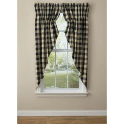 Wicklow Check Black Prairie Gathered Curtains - 72x63 -Park Designs Shop Wicklow Check Black Prairie Gathered Curtains 72x63 762242415119 image3 69639.1689052560