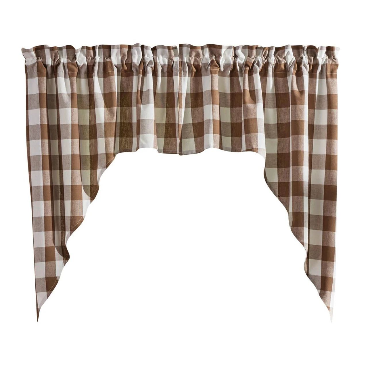 Wicklow Check Brown & Cream Swags - 72x36 2 Wicklow Check Brown & Cream Swags - 72x36 - Image 2