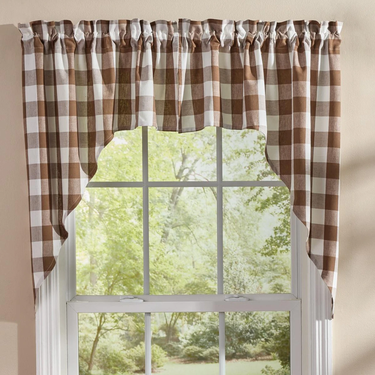 Wicklow Check Brown & Cream Swags - 72x36 3 Wicklow Check Brown & Cream Swags - 72x36 - Image 3