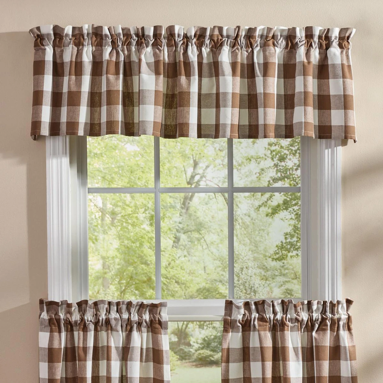 Wicklow Check Brown & Cream Valance - 72x14 3 Wicklow Check Brown & Cream Valance - 72x14 - Image 3