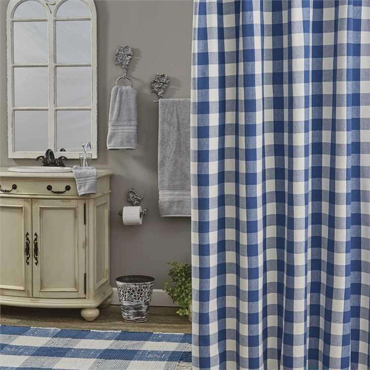 Wicklow Check China Blue Shower Curtain 1 Wicklow Check China Blue Shower Curtain