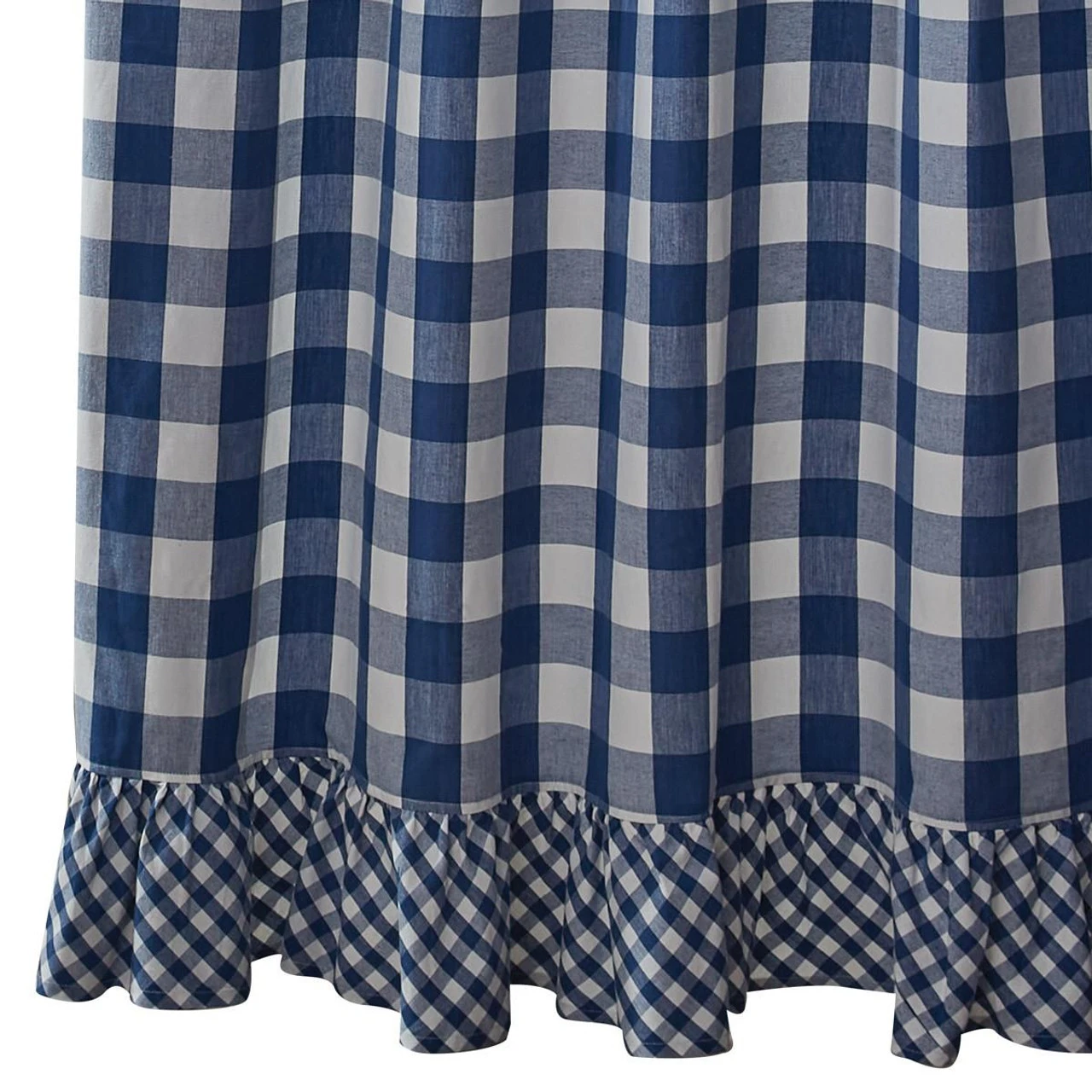 Wicklow Check China Blue Shower Curtain - Ruffled 2 Wicklow Check China Blue Shower Curtain - Ruffled - Image 2