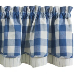 Wicklow Check China Blue Valance - Lined Layered 72x16