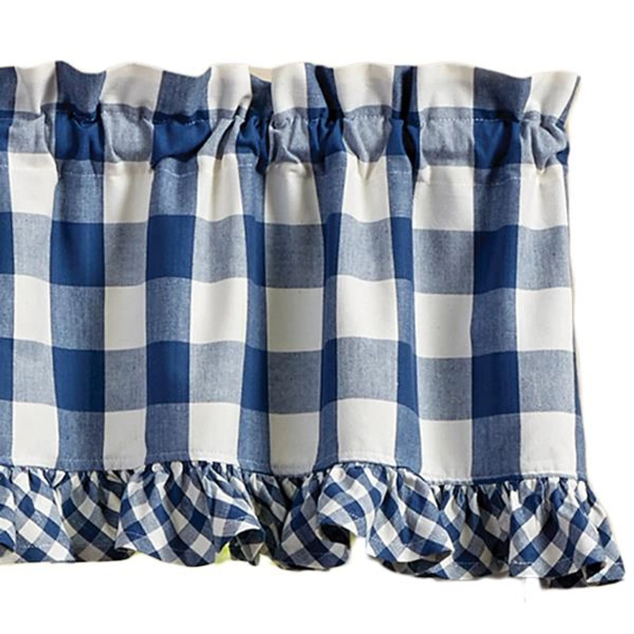 Wicklow Check China Blue Valance - Ruffled 60x14 1 Wicklow Check China Blue Valance - Ruffled 60x14