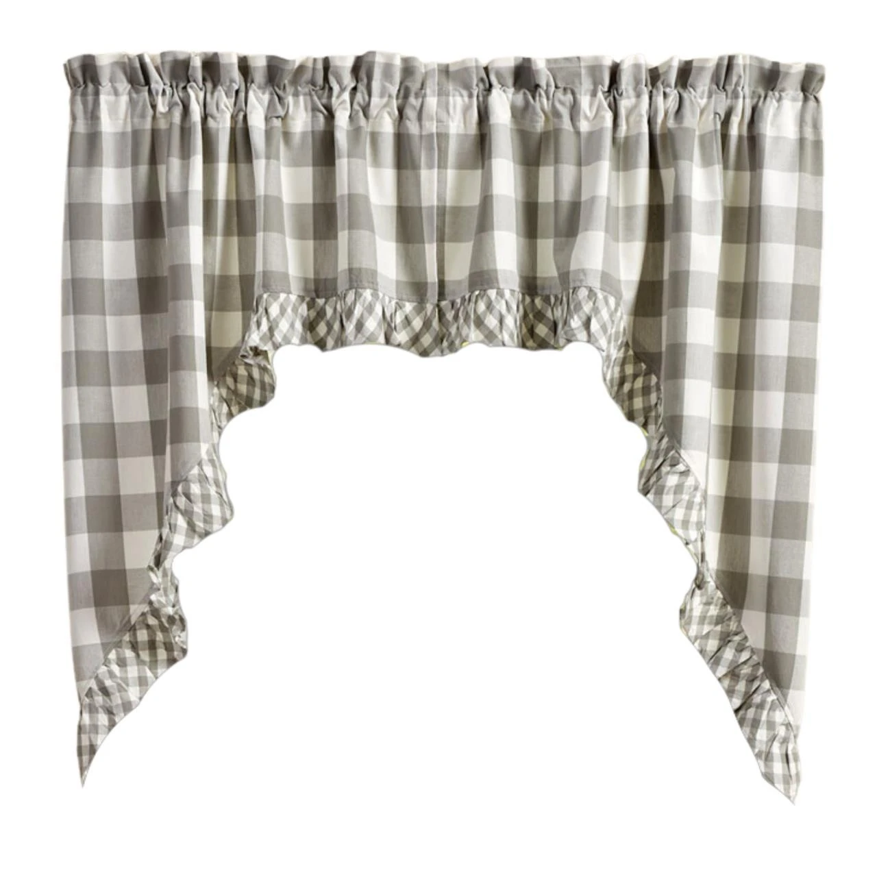 Wicklow Check Dove Swags - Ruffled 72x36 2 Wicklow Check Dove Swags - Ruffled 72x36 - Image 2