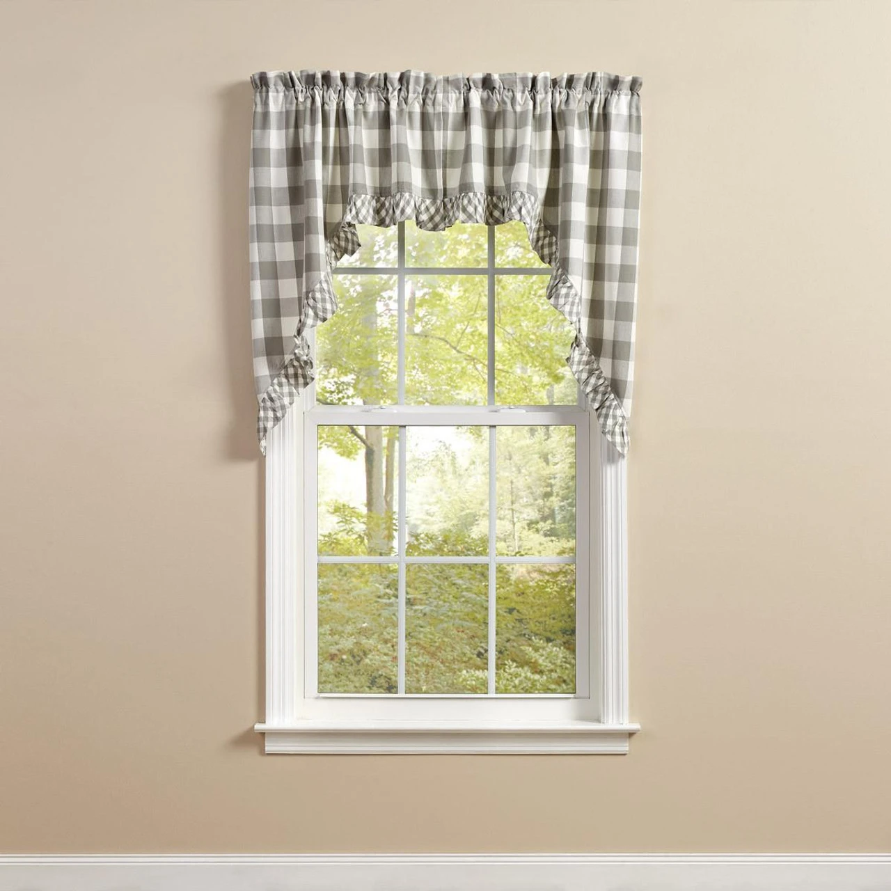 Wicklow Check Dove Swags - Ruffled 72x36 3 Wicklow Check Dove Swags - Ruffled 72x36 - Image 3