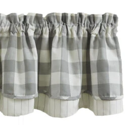Wicklow Check Dove Valance - Lined Layered 72x16