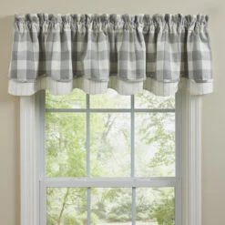 Wicklow Check Dove Valance - Lined Layered 72x16 -Park Designs Shop Wicklow Check Dove Valance Lined Layered 72x16 762242021983 image3 21875.1689078320