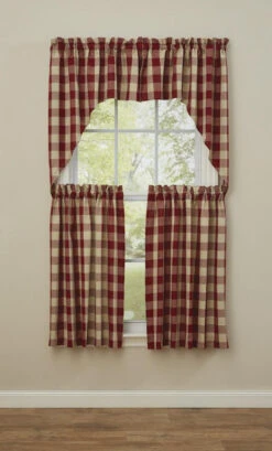 Wicklow Check Garnet Swags - 72x36 -Park Designs Shop Wicklow Check Garnet Swags 72x36 762242401341 image3 69780.1689048281