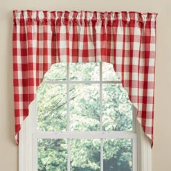 Wicklow Check Red & Cream Swags - 72x36 -Park Designs Shop Wicklow Check Red Cream Swags 72x36 762242016477 image5 72632.1689074714