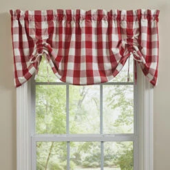 Wicklow Check Red & Cream Valance - Farmhouse 60x20 -Park Designs Shop Wicklow Check Red Cream Valance Farmhouse 60x20 762242022102 image3 09204.1689078728
