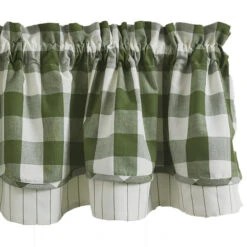 Wicklow Check Sage Valance - Lined Layered 72x16