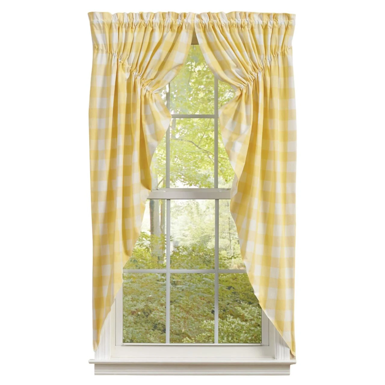 Wicklow Check Yellow Prairie Gathered Curtains - 72x63 1 Wicklow Check Yellow Prairie Gathered Curtains - 72x63