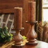 Wood With Bark Edge Candle Holder - Pillar 7"